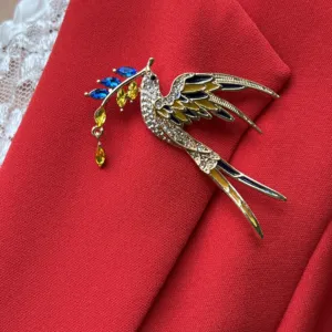Bird Of Freedom Brooch with Crystal and Enamel Elements