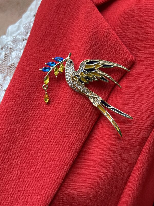 Bird Of Freedom Brooch with Crystal and Enamel Elements