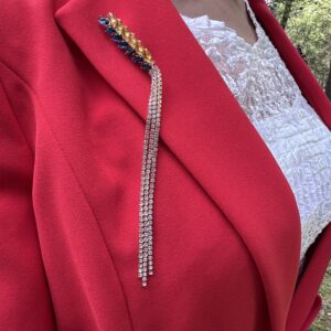 Ear Of Wheat Crystal Brooch with Fringe