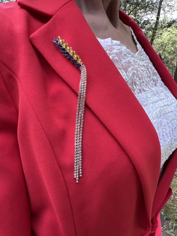 Ear Of Wheat Crystal Brooch with Fringe