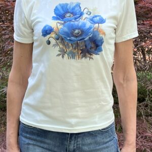 Female T-Shirt with Blue Poppies