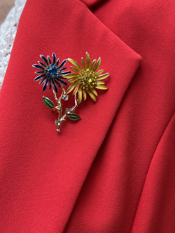 Floral Brooch with Enamel and Crystal Elements