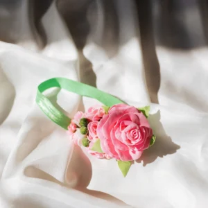 Headband with Pink Rose for Girl Toddler