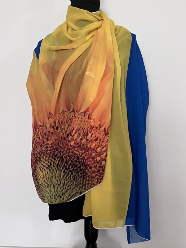Scarf with Sunflower and Ukrainian Flag