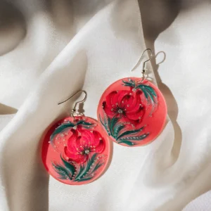Pink Floral Plastic Earrings