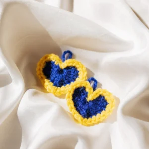 Knitted Ukrainian Heart Pins