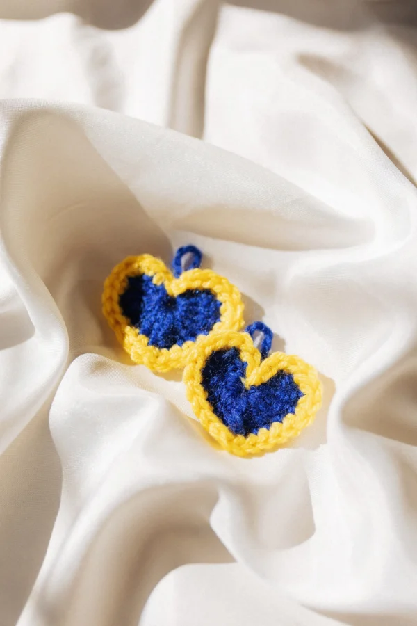 Knitted Ukrainian Heart Pins