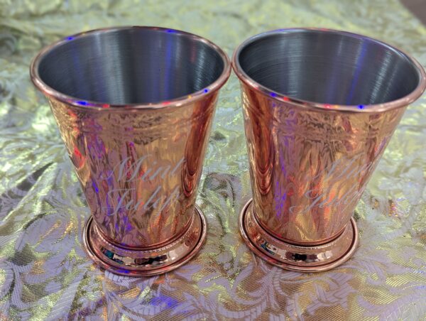 Metal Cups with Mint Julip Message
