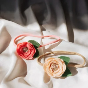 Red and White Roses on Headbands for Toddler Girls
