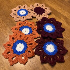 Sunflower Knitted Coasters